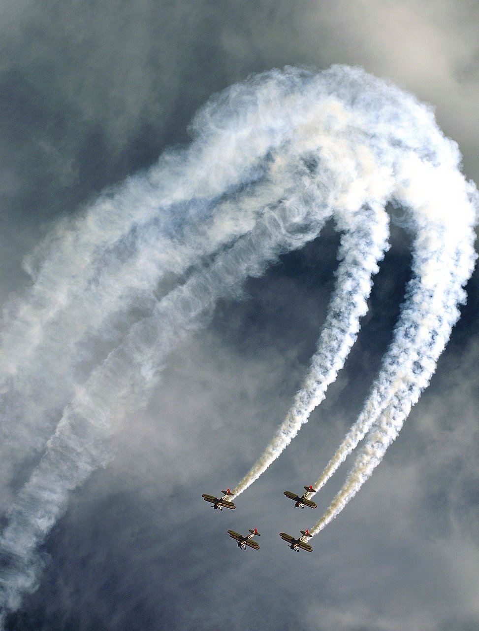 portfolio-06 red baron squadron, smoke, air show, planes, airplane, aviation, aircraft, airshow, fly, biplane, loop, aerobatics, formation